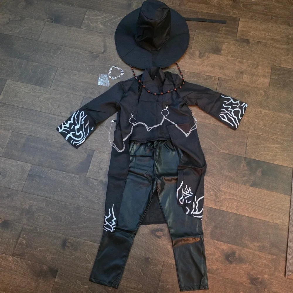 NWT KP0P Demon Costume Hunters Saja Boys Grim Reaper Black Outfit, Boys Cosplay